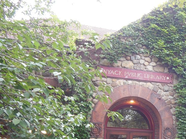 Nyack Public Library  59 S Broadway Nyack, New York. Arrived via bus from Port Authority. Also accessible via Metro North to Tarry Town, NY and then public bus from Tarry Town train station to Nyack.