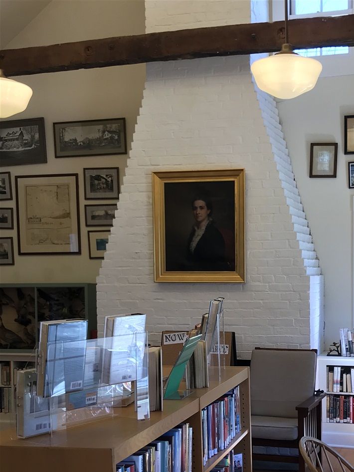 Quaint but substantial reading room with artifacts, photographs  and historical documents on view, Palisades Library, NY
